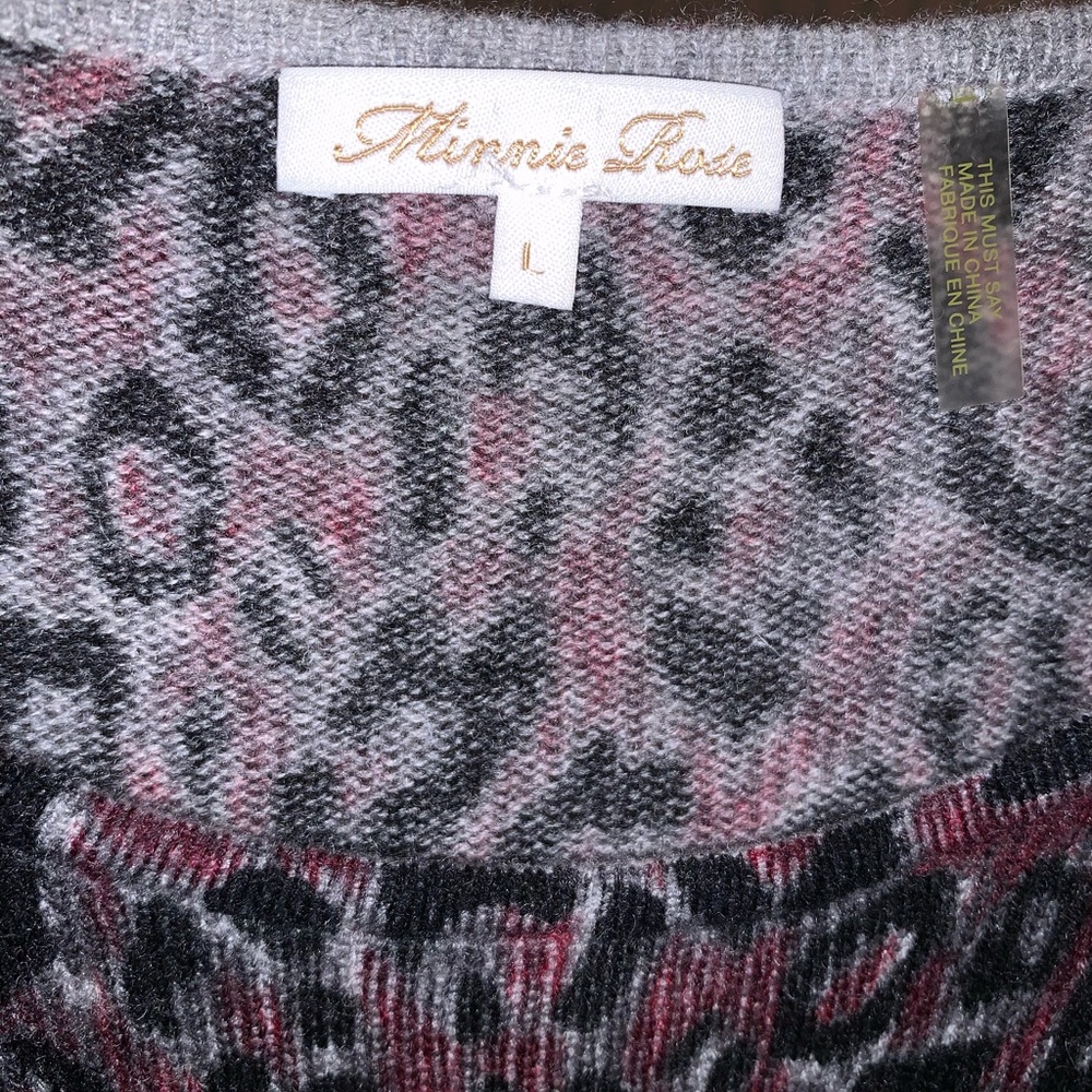 Minnie Rose Nieman Marcus Animal Print Cashmere Dress Size Large - Picture 3 of 3
